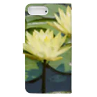 Kazuphotoの黄色のスイレン Yellow waterlily 手帳型スマホケースの裏面