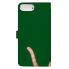 かわいいもののおみせ　いそぎんちゃくのお魚にゃーバージョン２　茶白　グリーン Book-Style Smartphone Case :back