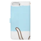かわいいもののおみせ　いそぎんちゃくのお魚にゃーバージョン２　白猫　ブルー　上下白ライン Book-Style Smartphone Case :back