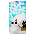 くろねこさんのくろねこさんと雪だるま Book-Style Smartphone Case :back