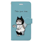 ほっかむねこ屋（アトリエほっかむ）のトイレねこ　お買い物ねこ　ブルー Book-Style Smartphone Case