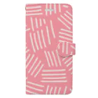 SANKAKU DESIGN STOREの不揃いアミアミ PINK。 Book-Style Smartphone Case