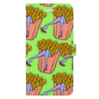 Mieko_Kawasakiの魅惑のフライドポテト🍟　GULTY PLEASURE FRENCH FRIES GREEN Book-Style Smartphone Case