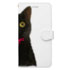 小鳥と映画館のおめめまん丸 黒猫 Book-Style Smartphone Case