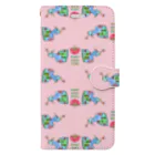 toyatoyaのほのぼのシリーズ　free bird ピンク Book-Style Smartphone Case