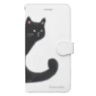 小鳥と映画館のクロネコ 水彩 Book-Style Smartphone Case