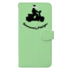サムライデザインウォレットフォンケースのサムライヴェスパ×千鳥格子グリーン 手帳型スマホケース