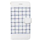 sazanquaのplaid-blue- 手帳型スマホケース