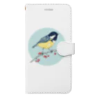 Nellyhime のアートのベリーと鳥 (Great Tit) 手帳型スマホケース