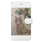 河内葉子の動物アートのグッズのバラと猫グッズ Book-Style Smartphone Case