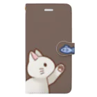 かわいいもののおみせ　いそぎんちゃくのお魚にゃーバージョン２　白猫　ブラウン Book-Style Smartphone Case