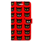 SHOP ベアたんの黒猫のタンゴ レッド 手帳型スマホケース