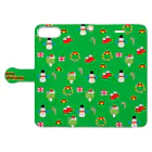 🐸かえるさんと仲間たち🐸のかえるさんのクリスマス（緑） Book-Style Smartphone Case:Opened (outside)