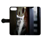 ねこ写真のみせの正面からみたねこ Book-Style Smartphone Case:Opened (outside)