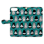 izumiのはちわれちゃん（青緑2） Book-Style Smartphone Case:Opened (outside)