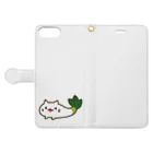 三色ひつじのたのちい下仁田ネギねこ  Book-Style Smartphone Case:Opened (outside)