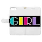 Ushi-Haruのレトロカラフル　GIRL Book-Style Smartphone Case:Opened (outside)