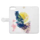 Snowman Art Roomの青猫と月と Book-Style Smartphone Case:Opened (outside)