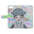 循環性飽食のお団子青メイドちゃん(カラフル) Book-Style Smartphone Case:Opened (outside)