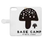 BASE-CAMPのBASE キノコ 01 手帳型スマホケースを開いた場合(外側)