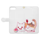 ねこさん爆発ショップのねこさんと三毛猫とリンゴ Book-Style Smartphone Case:Opened (outside)