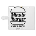 kumiconaShopのMinatoBurgerグッズ（ブラック） 手帳型スマホケースを開いた場合(外側)