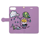 nuppuのTsubomiちゃん　雨も大好きシリーズA Book-Style Smartphone Case:Opened (outside)