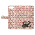 パグ PUG ぱぐ  OHMAI GALLERYのパグ-ぱぐ-PUG-パーグー-3 手帳型iPhoneケース 手帳型スマホケースを開いた場合(外側)