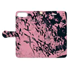 兎派のH.I.W.M.T.L #2(pink×black) Book-Style Smartphone Case:Opened (outside)