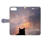 ball tree. ykのsunset cat Book-Style Smartphone Case:Opened (outside)