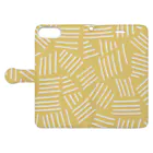 SANKAKU DESIGN STOREの不揃いアミアミ YELLOW。 Book-Style Smartphone Case:Opened (outside)