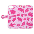 Kaiyayasumi ＊海谷泰水＊のどうぶつしょくぶつの世界　ピンク Book-Style Smartphone Case:Opened (outside)