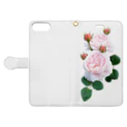 コマタヒチの蕾のついたピンクの薔薇 Book-Style Smartphone Case:Opened (outside)