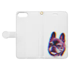 愛犬のドッグフード代を稼ぐTシャツ屋さんのにっこりマメ(レインボー) Book-Style Smartphone Case:Opened (outside)