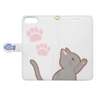 かわいいもののおみせ　いそぎんちゃくのお魚にゃー　グレー Book-Style Smartphone Case:Opened (outside)