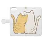 かわいいもののおみせ　いそぎんちゃくの仲良し猫の背中　茶白&白 Book-Style Smartphone Case:Opened (outside)