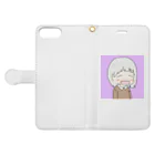 うにぶどうの白の眠たい女の子 Book-Style Smartphone Case:Opened (outside)