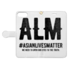 SANKAKU DESIGN STOREのAsian Lives Matter。 黒 手帳型スマホケースを開いた場合(外側)