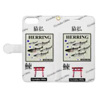 G-HERRINGのニシン！猿払（鰊；HERRING）あらゆる生命たちへ感謝をささげます。※価格は予告なく改定される場合がございます。 手帳型スマホケースを開いた場合(外側)