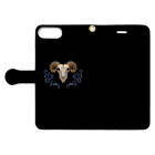 雑貨屋　ひっそりのBlue Goat's Skull Book-Style Smartphone Case:Opened (outside)