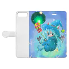 miku'ꜱGallery星猫の魔法少女ゆるmiku with 使い魔にゃんズ Book-Style Smartphone Case:Opened (outside)