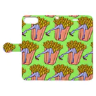 Mieko_Kawasakiの魅惑のフライドポテト🍟　GULTY PLEASURE FRENCH FRIES GREEN Book-Style Smartphone Case:Opened (outside)