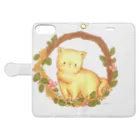 Little afternoonのミモザのリースとねこ Book-Style Smartphone Case:Opened (outside)