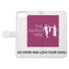 ペアTシャツ屋のシバヤさんの家族の時間(THE FAMILY TIME) ピンク Book-Style Smartphone Case:Opened (outside)