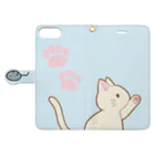 かわいいもののおみせ　いそぎんちゃくのネズミさんにゃー　白 Book-Style Smartphone Case:Opened (outside)