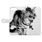 Lunatic Cat-ismのシャーという猫 Book-Style Smartphone Case:Opened (outside)