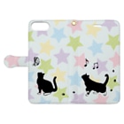 Lunatic Cat-ismの靴下猫のお散歩 Book-Style Smartphone Case:Opened (outside)
