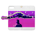 夕暮れざくろの月夜の浜辺 Book-Style Smartphone Case:Opened (outside)