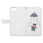 piggyのUFOと女の子(色付) Book-Style Smartphone Case:Opened (outside)