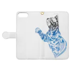 TRAVA design SHOPの猫トライバル×青空 Book-Style Smartphone Case:Opened (outside)